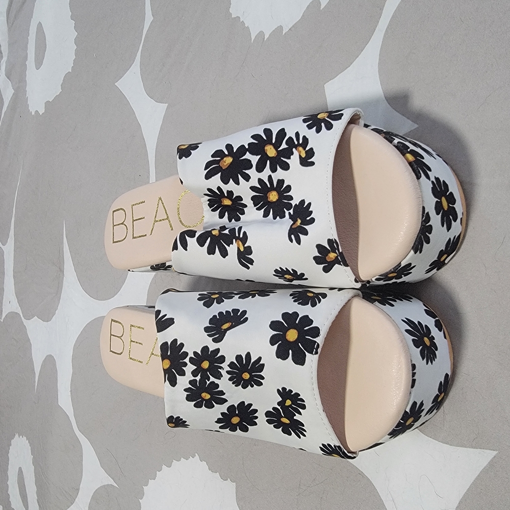 Matisse Black and White Floral Mules